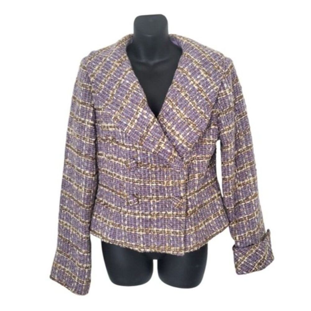 VTG Lilac Bouclé Tweed Jacket Renfrew Collection Double Breasted Sz 8 Coquette
